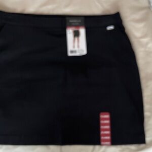 Black Mini Skort with Front Pocket Detail
